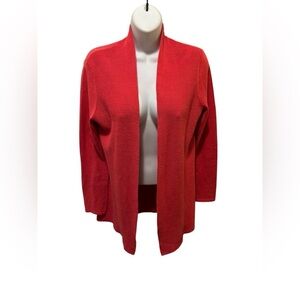 J. McLaughlin Linen Open Concept Ribbed Cardigan Sz S Shawl Collar Coral